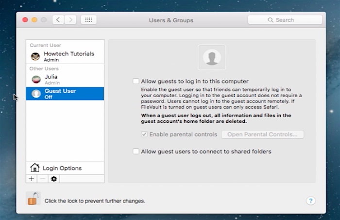 create guest login user on Mac