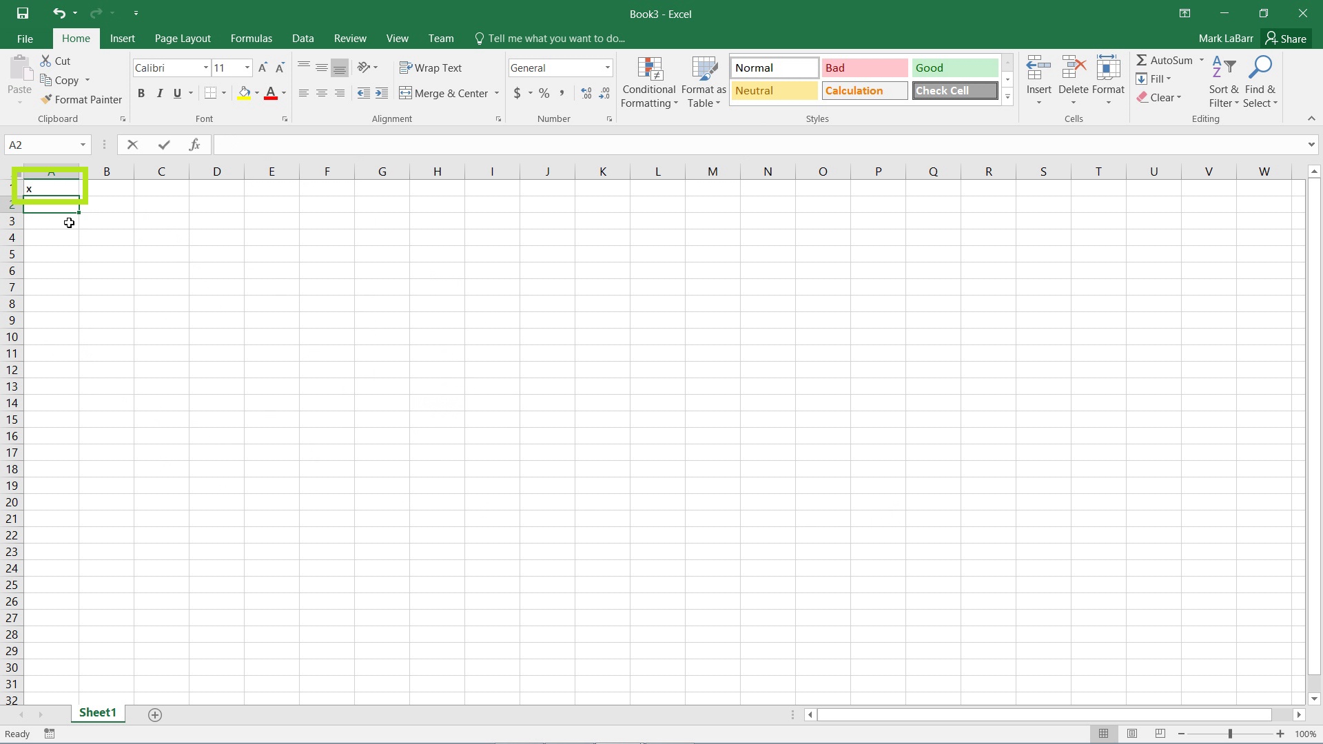 Graphing in Excel 2016