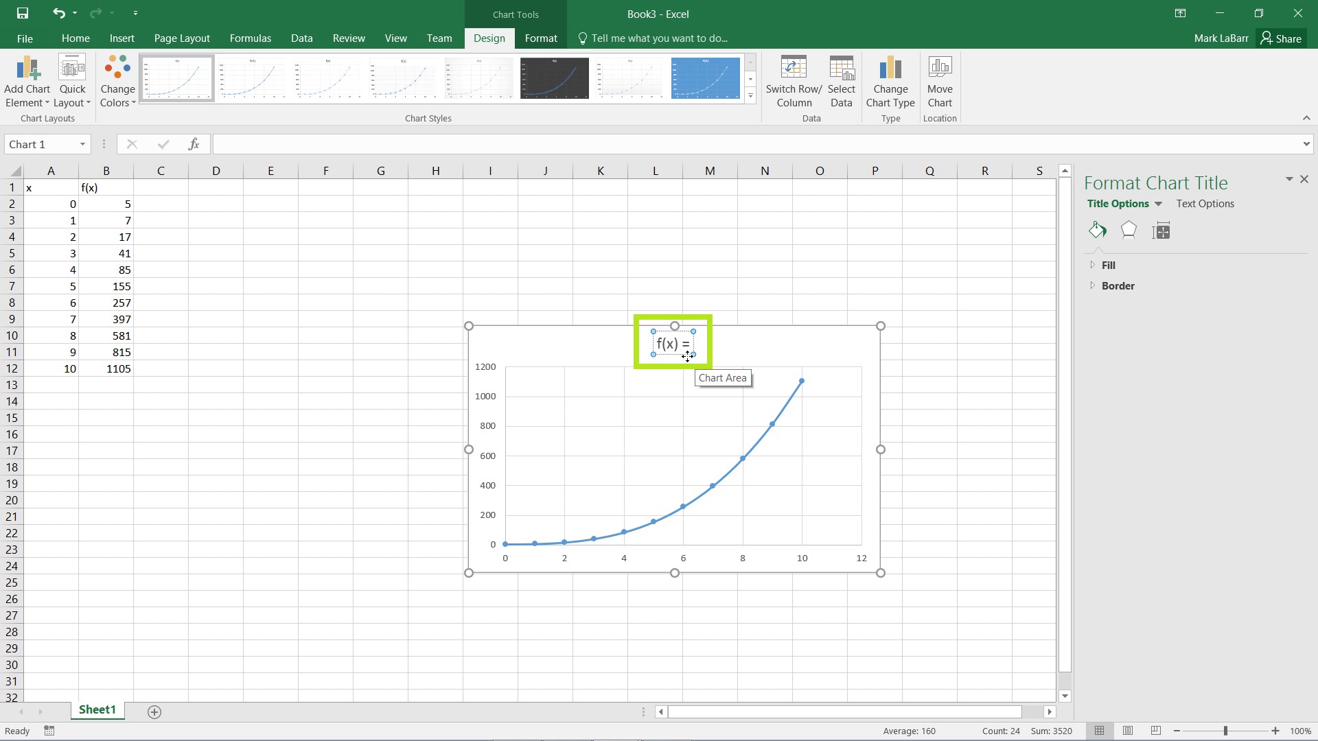 parts of excel 2016 charts and graphs