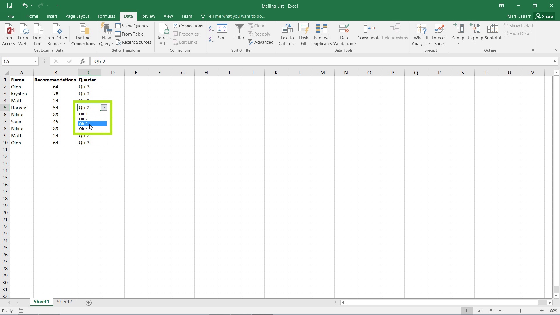 how to create drop down list in excel for mac