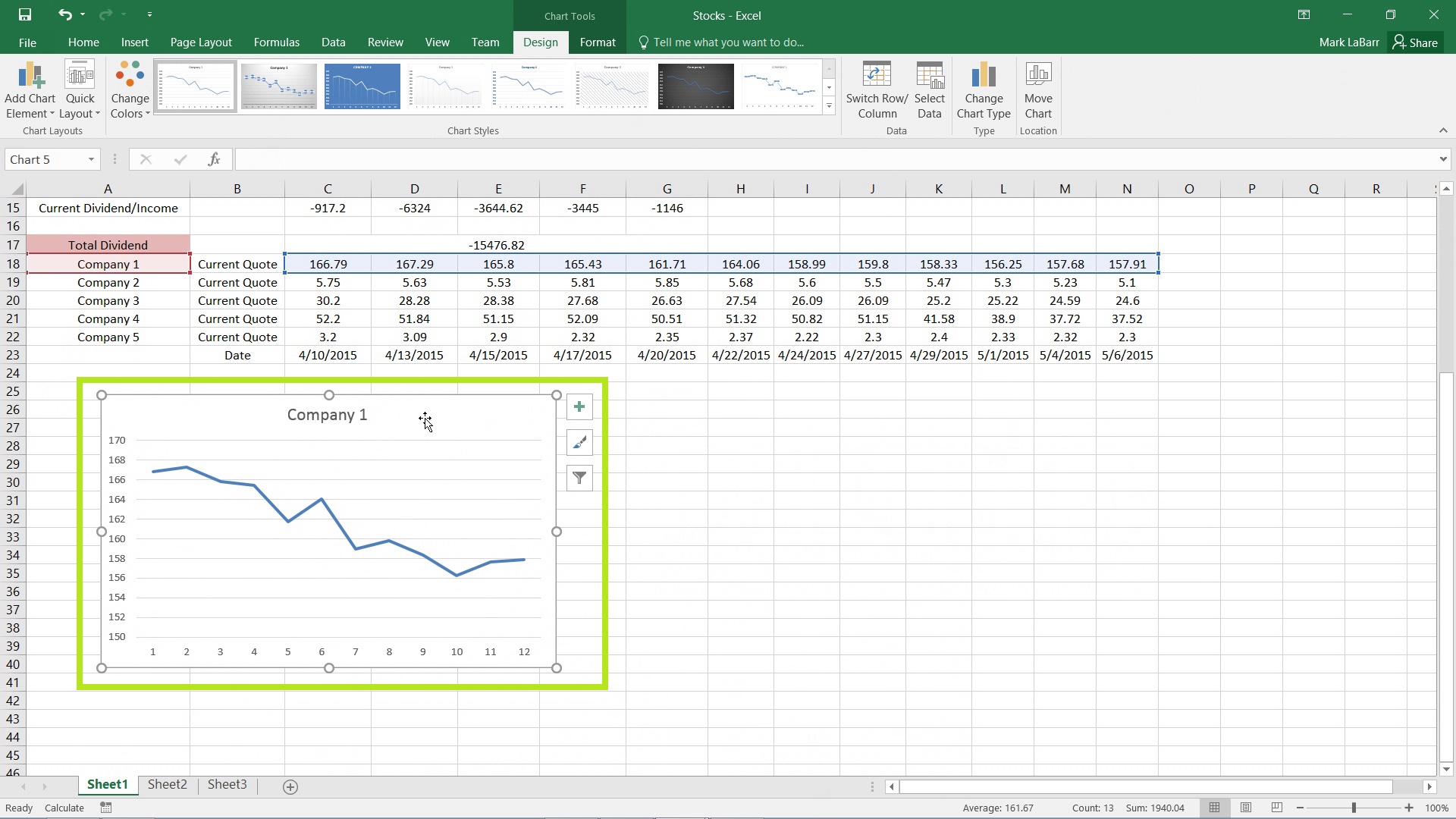 Create Charts in Excel 2016