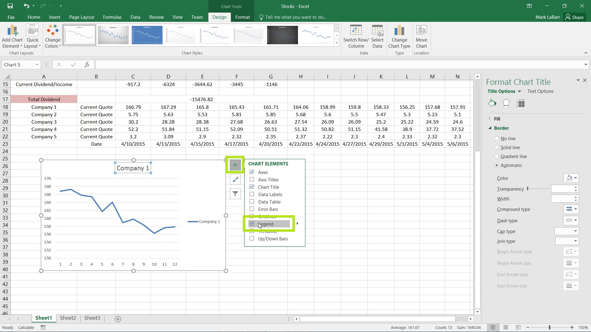 Create Charts in Excel 2016