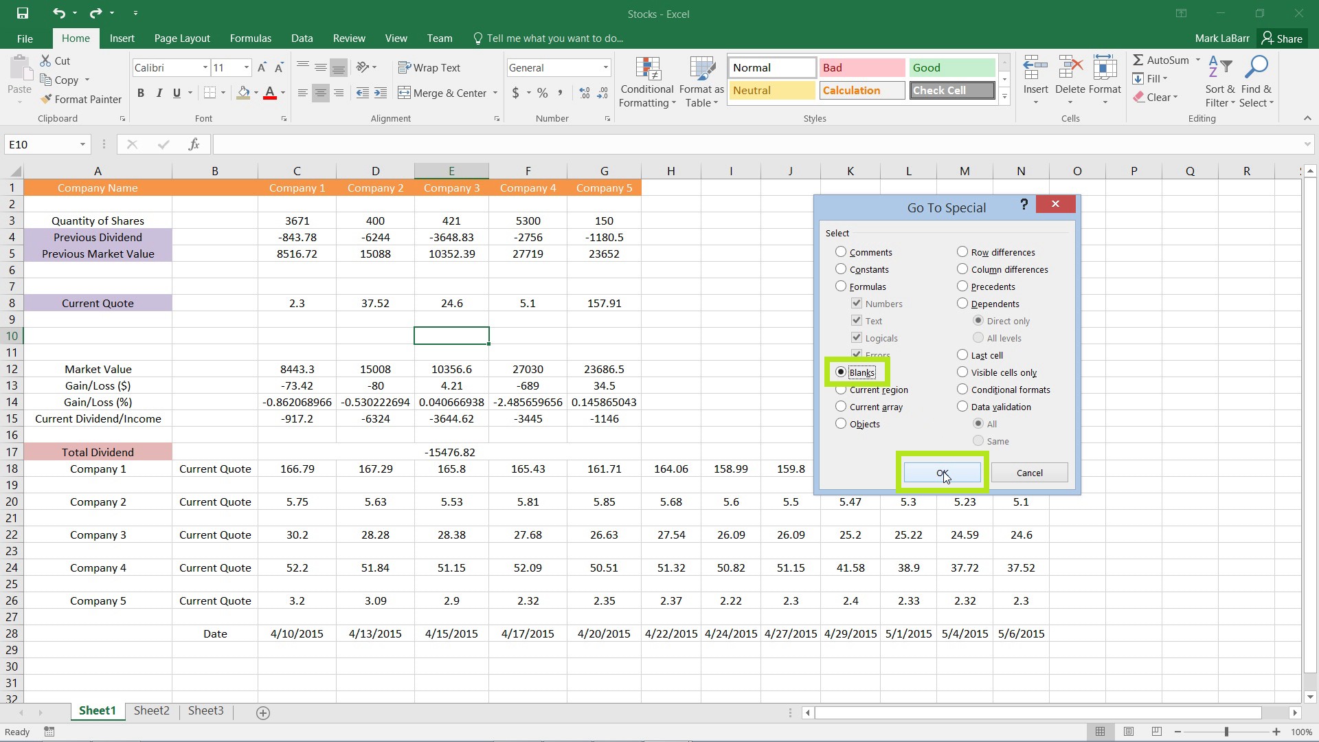 remove blank cells in excel for mac