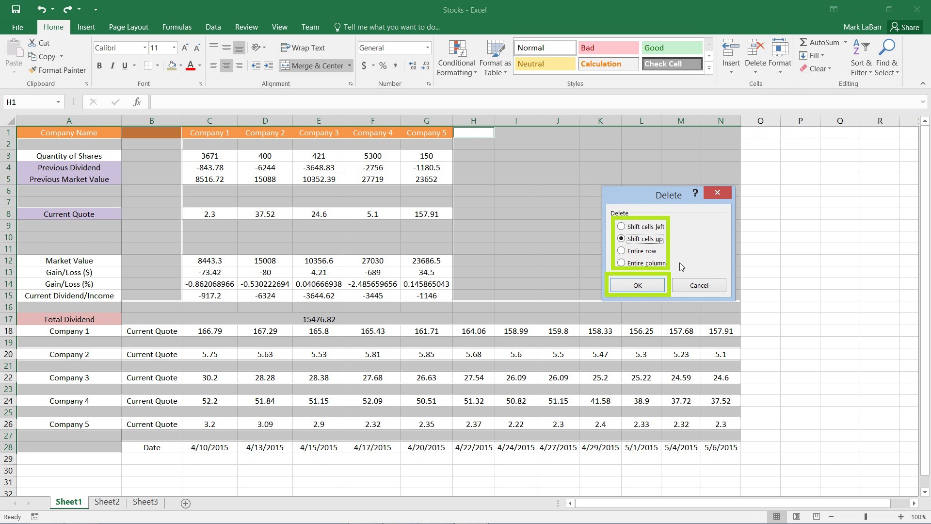 how to delete floating drop down menu in excel 2016