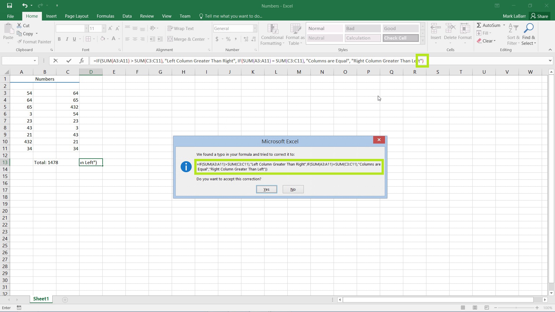 use the IF Function in Excel 2016