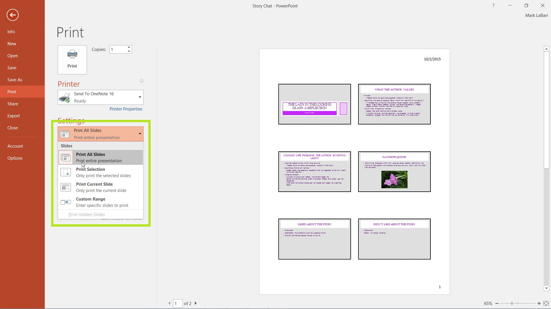 How to Print PowerPoint Slides (MS Office 2016)