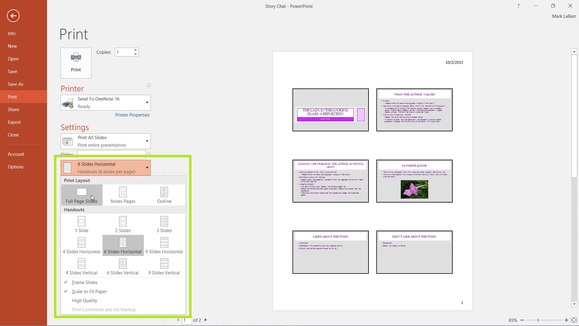 How to Print PowerPoint Slides (MS Office 2016)