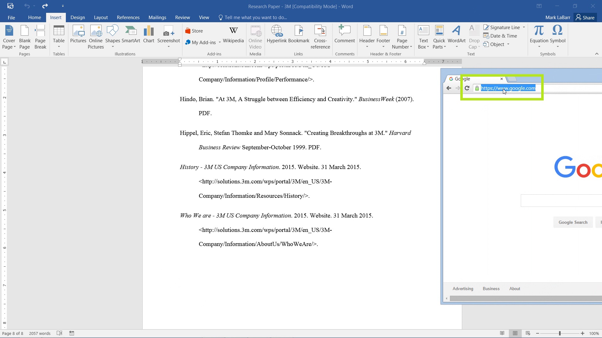how to create a hyperlink in word document 2016