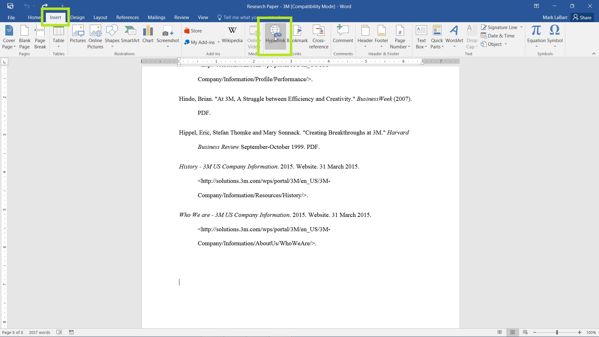 Add Hyperlinks in Word 2016