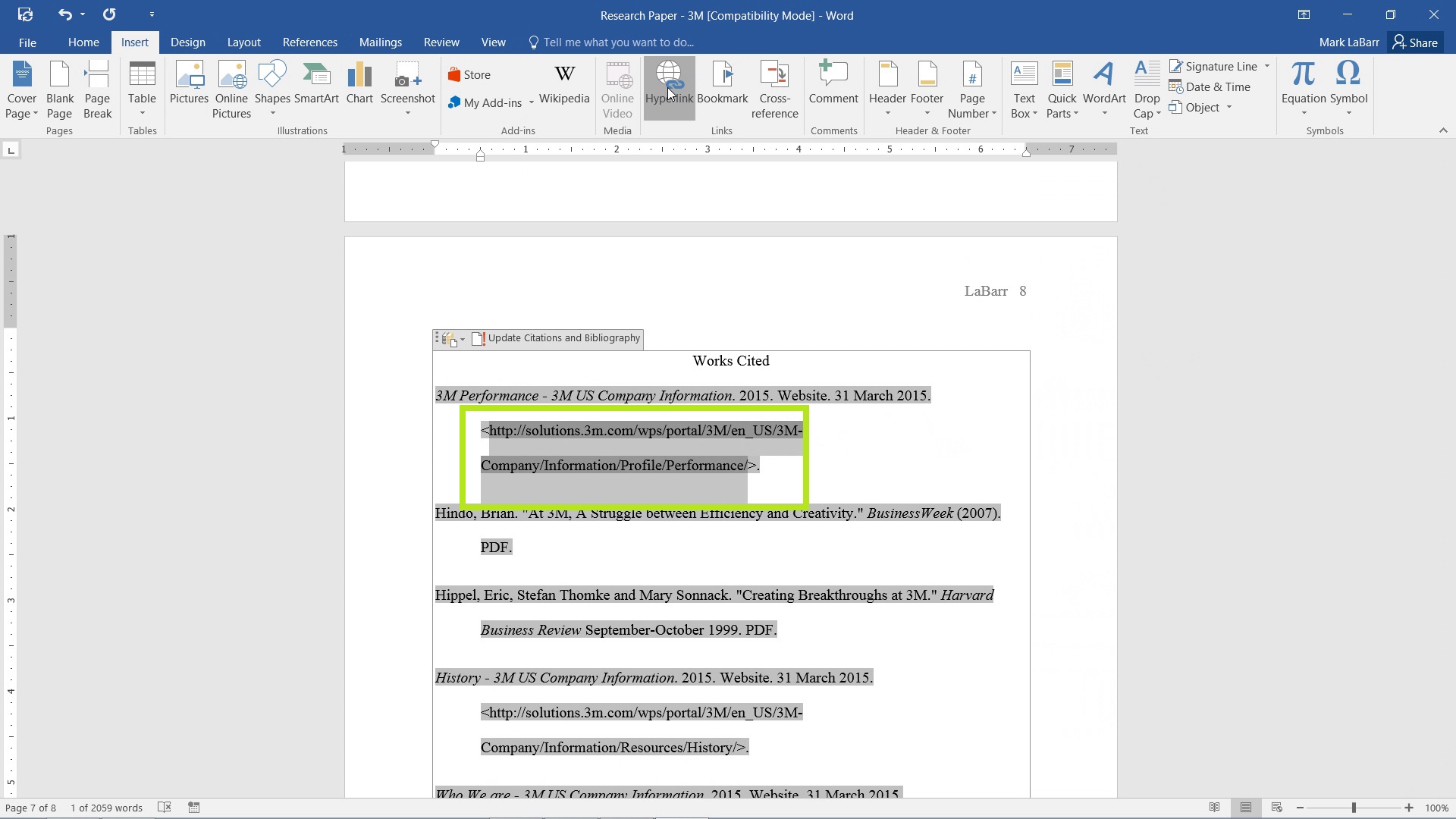 Add Hyperlinks in Word 2016