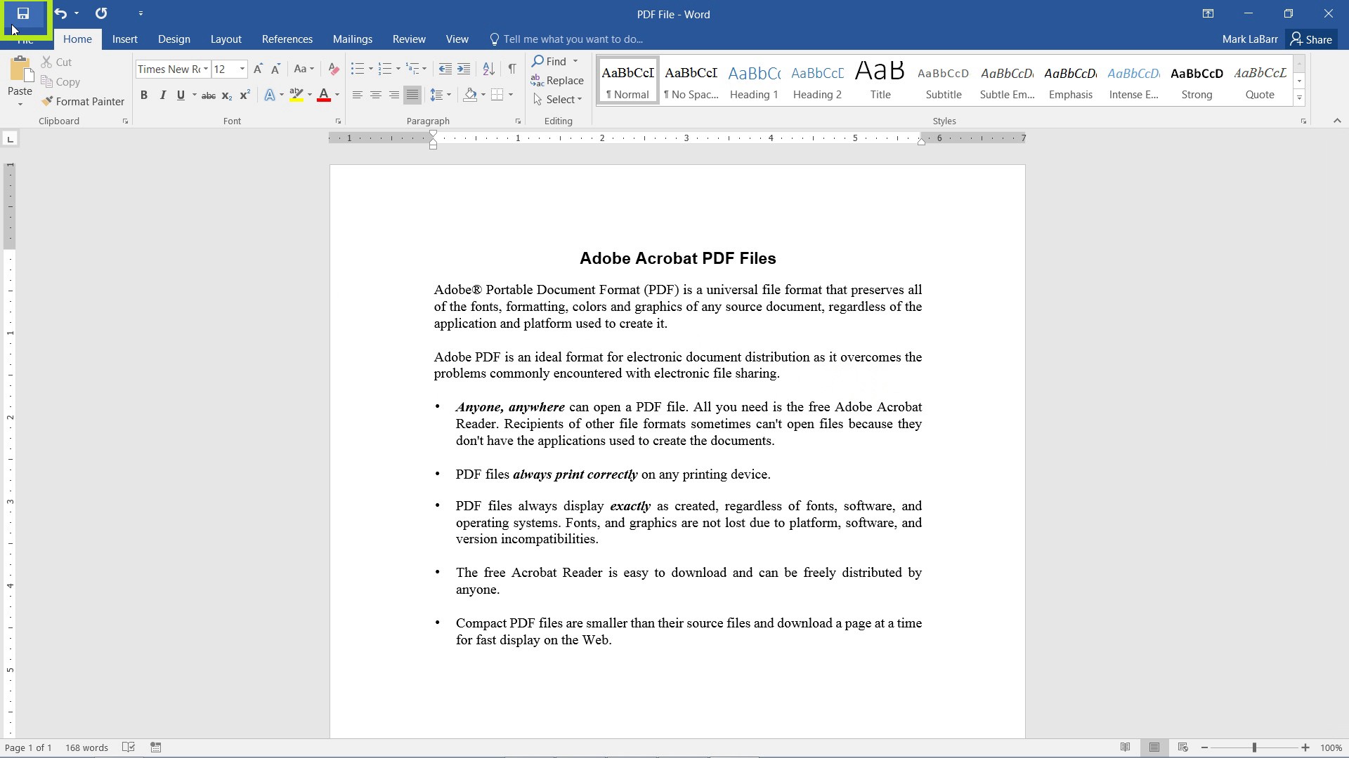 Edit PDF Files in Word 2016