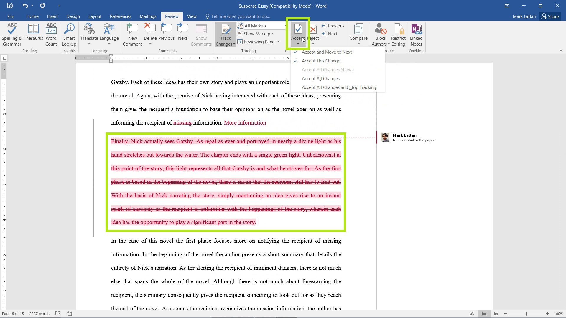 track changes in word for mac 2016 with strikethrough