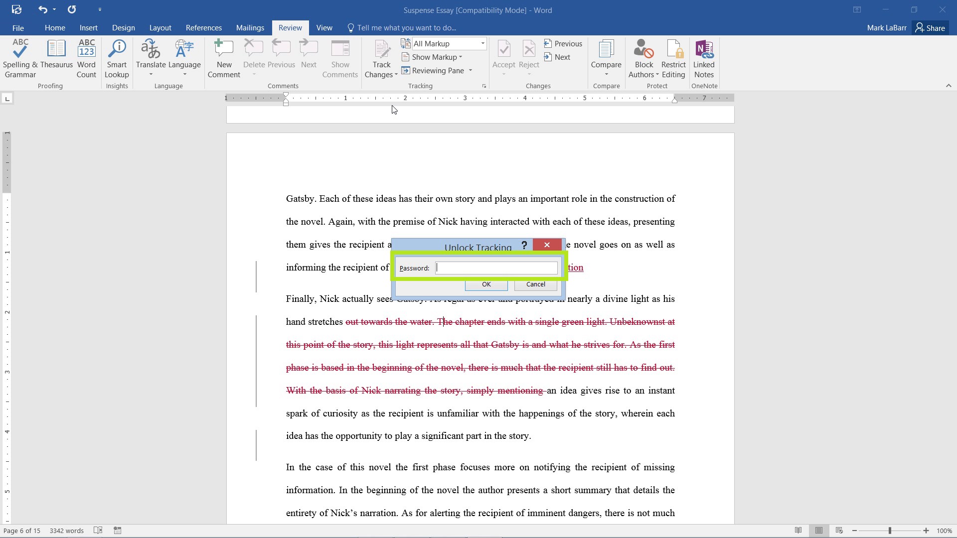 how to unlock track changes in word for mac