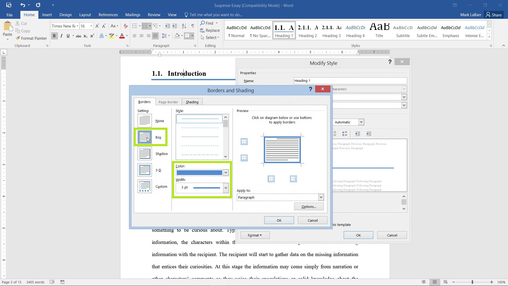 use Styles in Word 2016