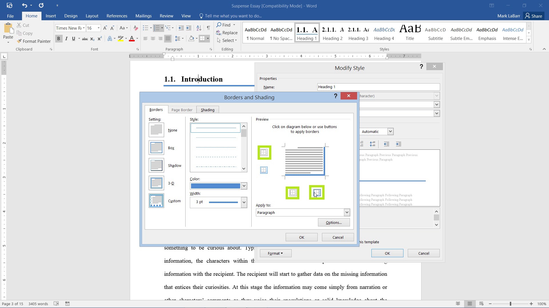 how to change style set in word 2016