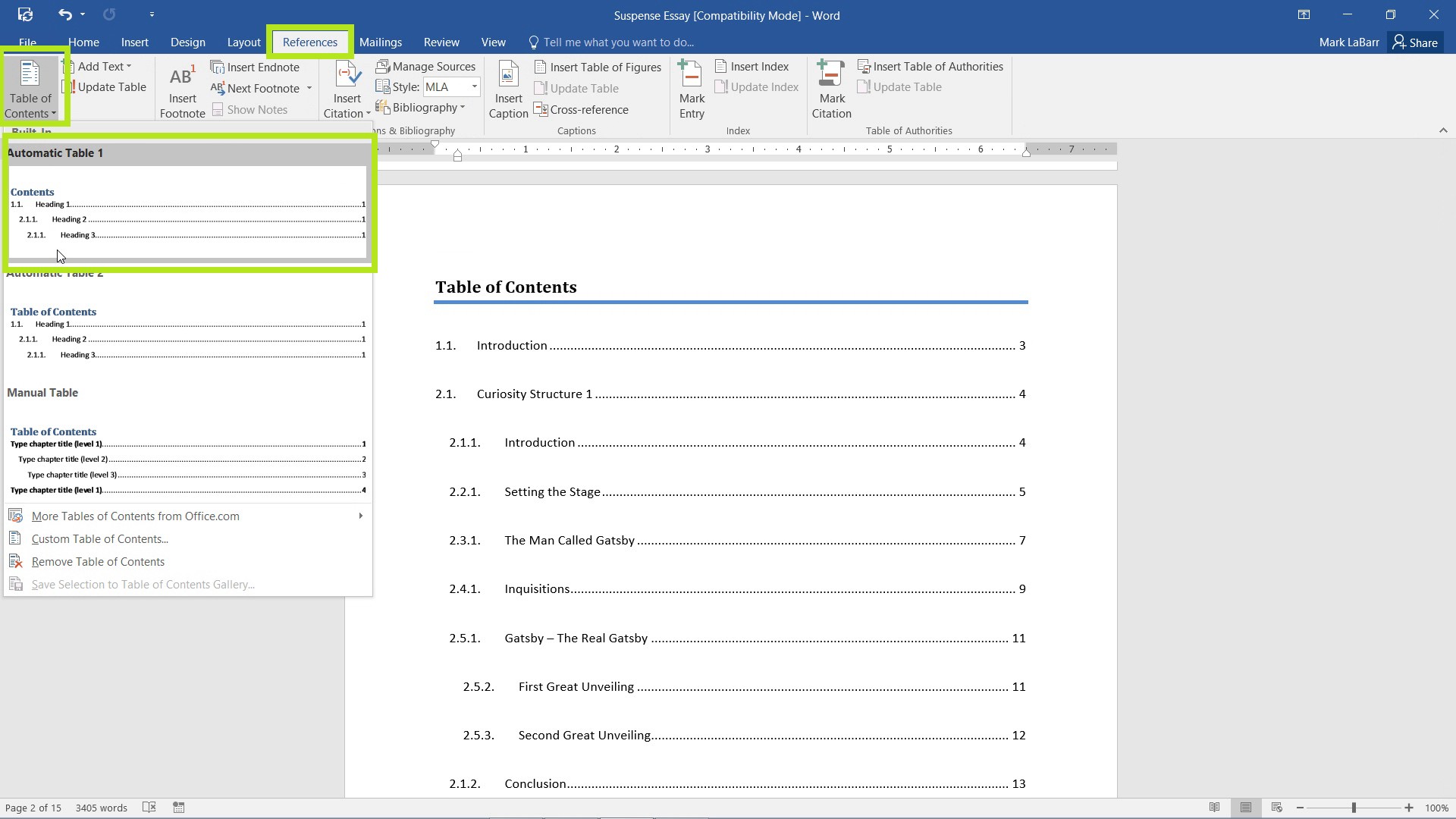 use Styles in Word 2016