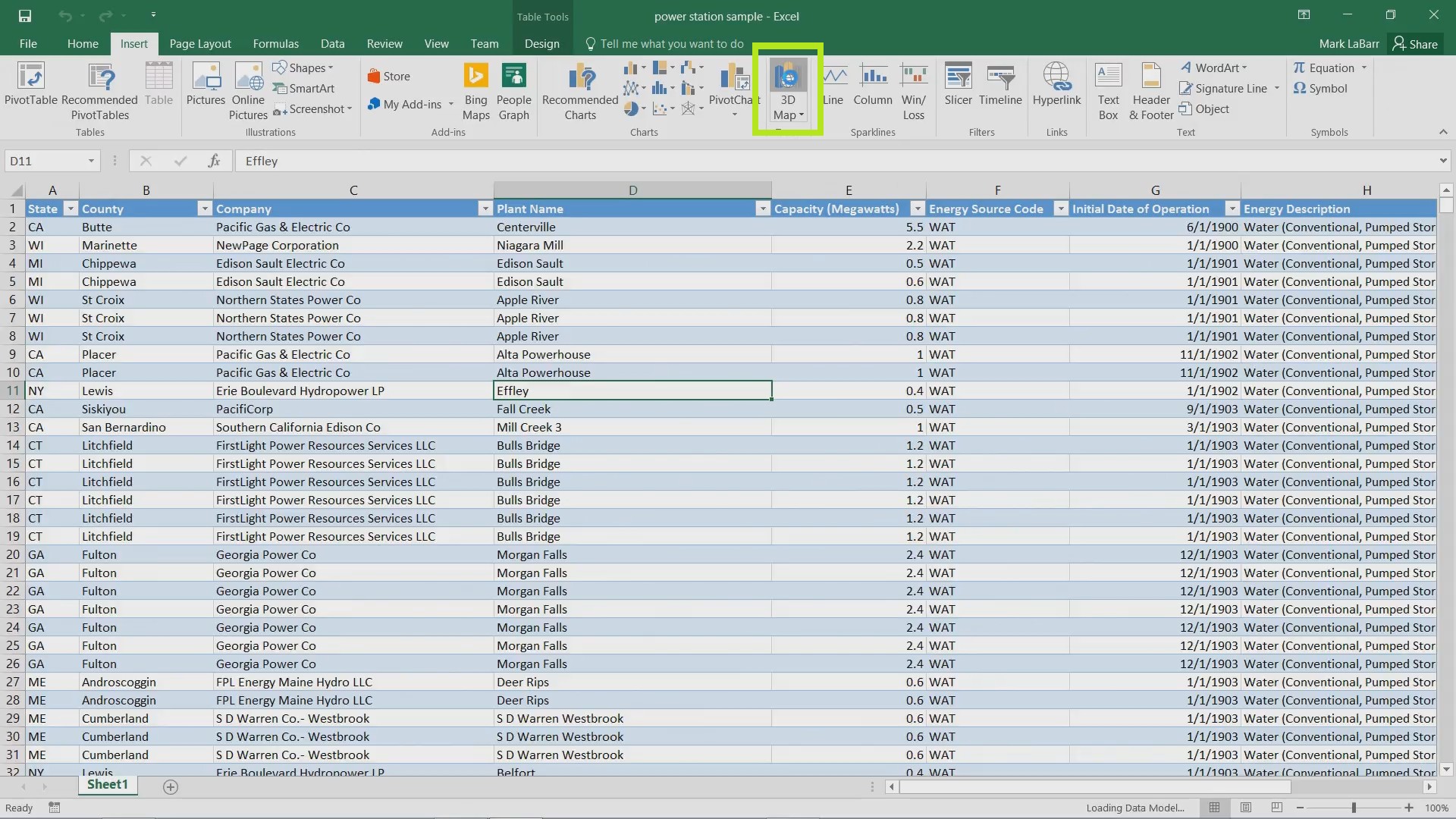 3D Maps in Excel 2016