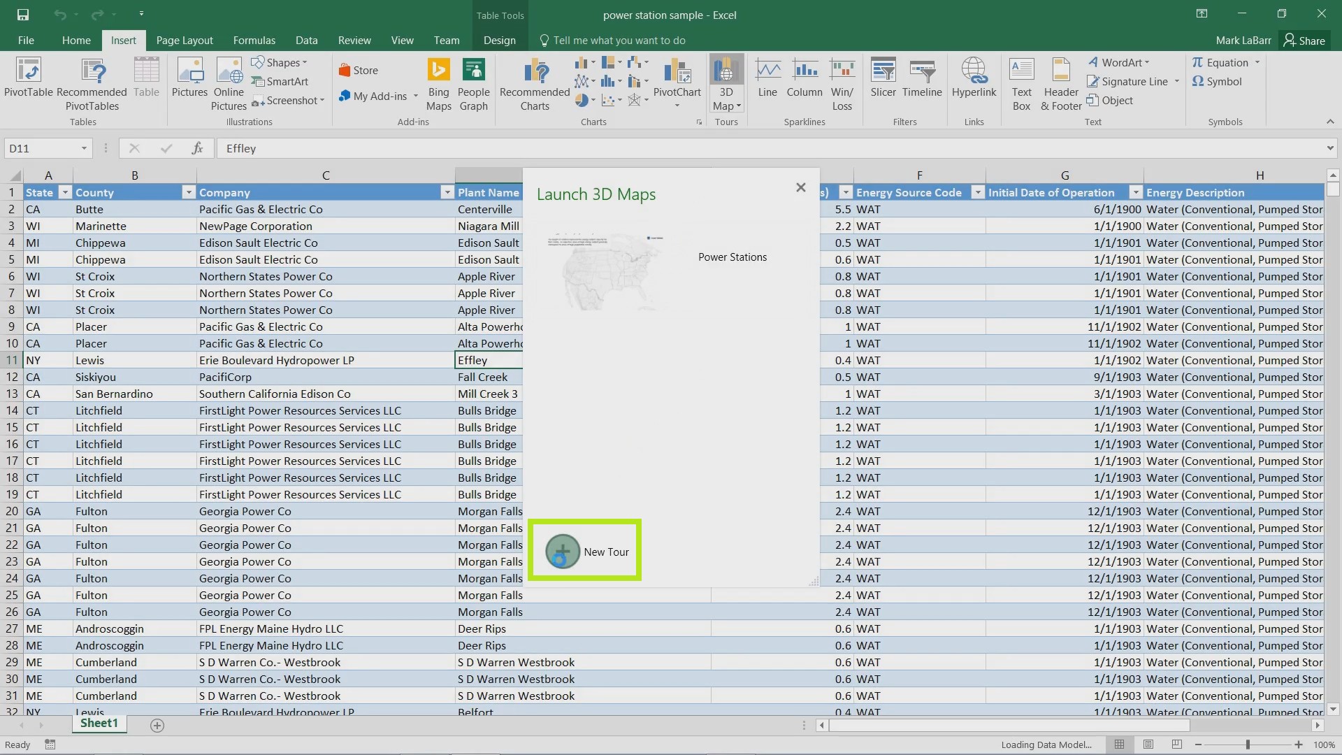 3D Maps in Excel 2016