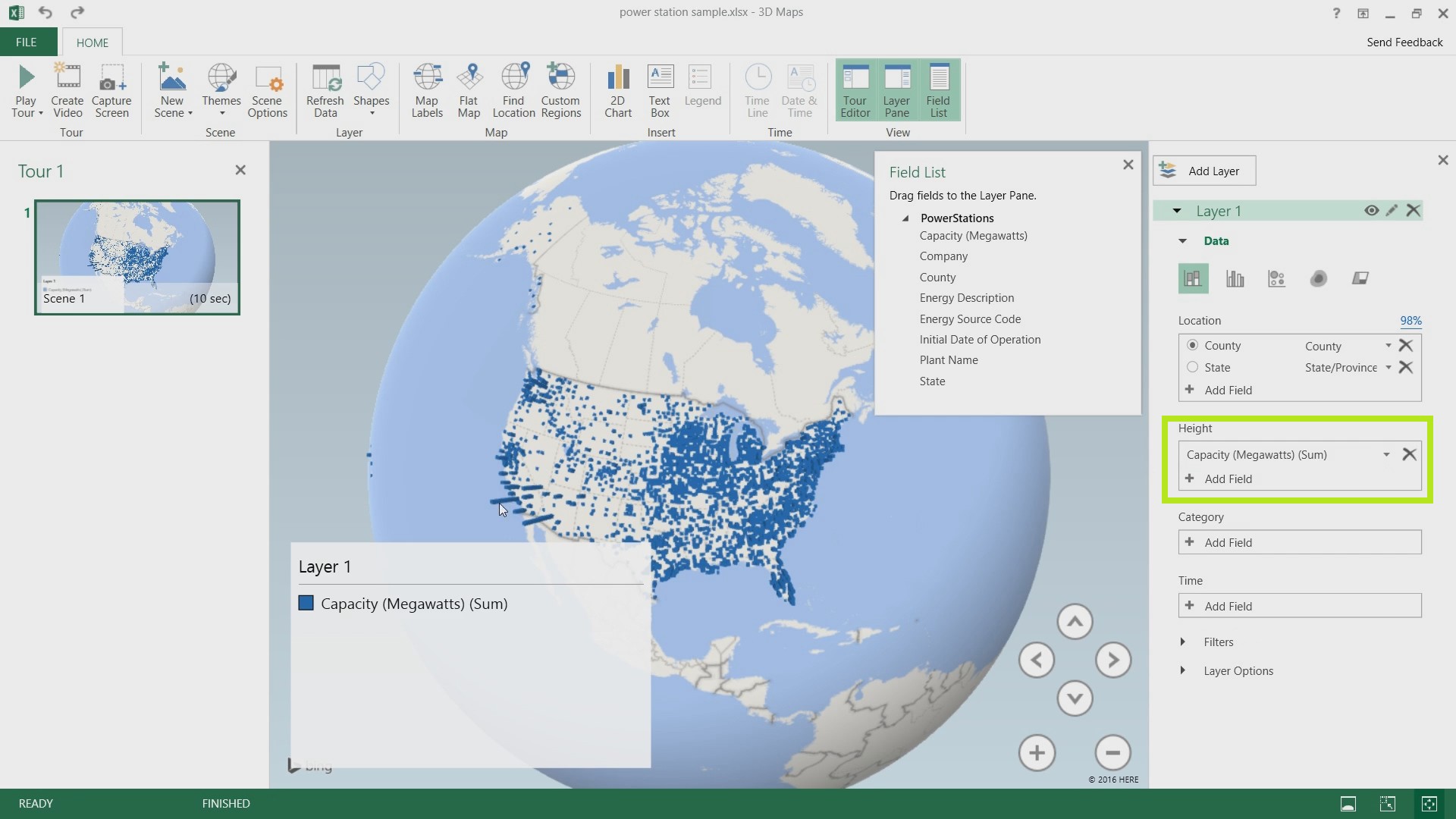 3D Maps in Excel 2016