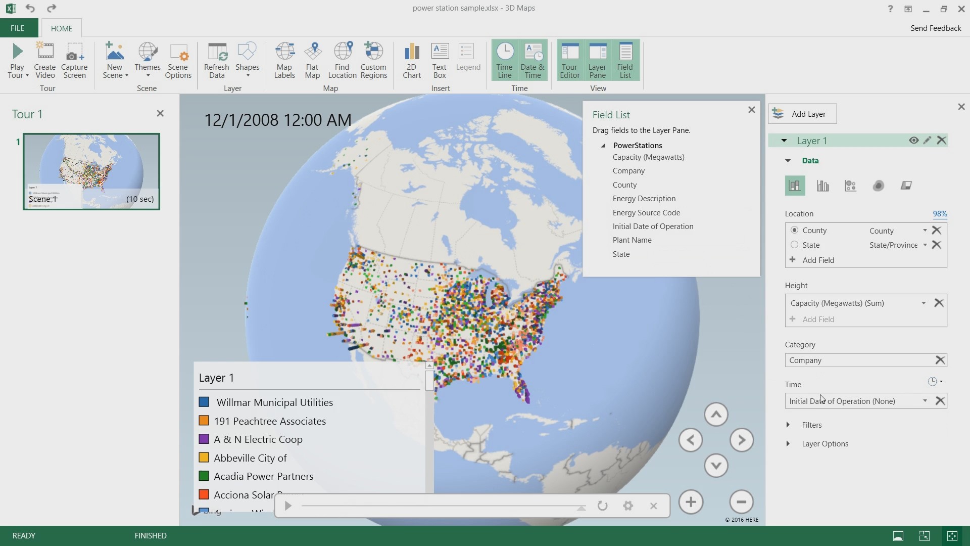 3d maps tours excel