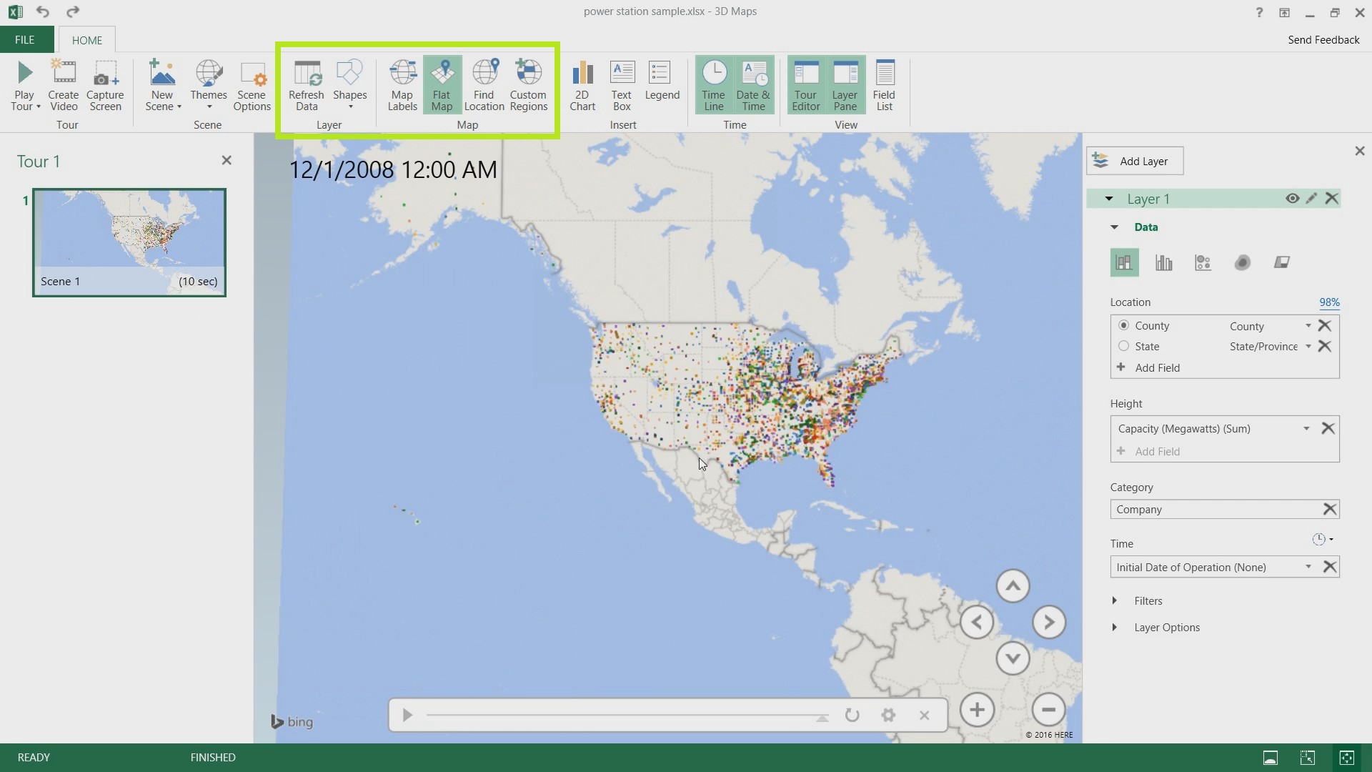 3D Maps in Excel 2016