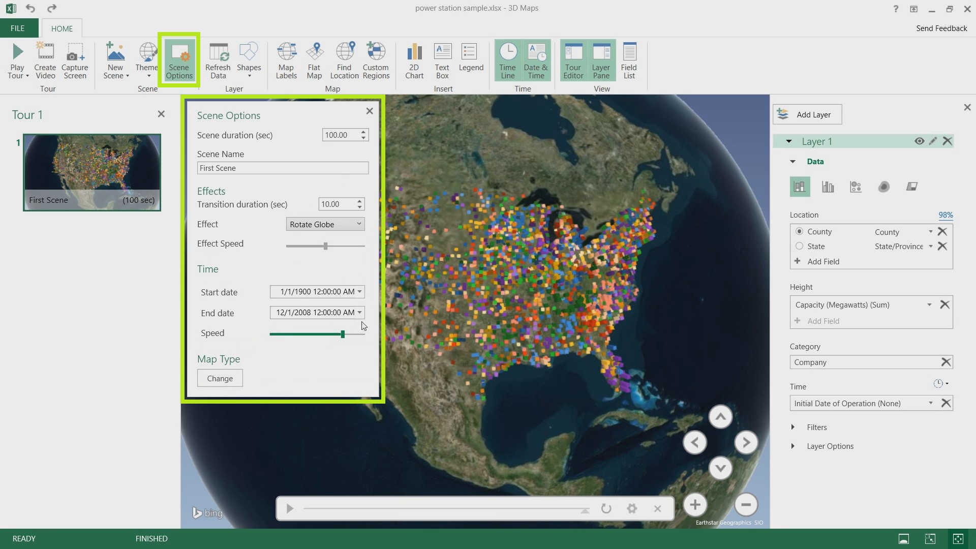 3D Maps in Excel 2016