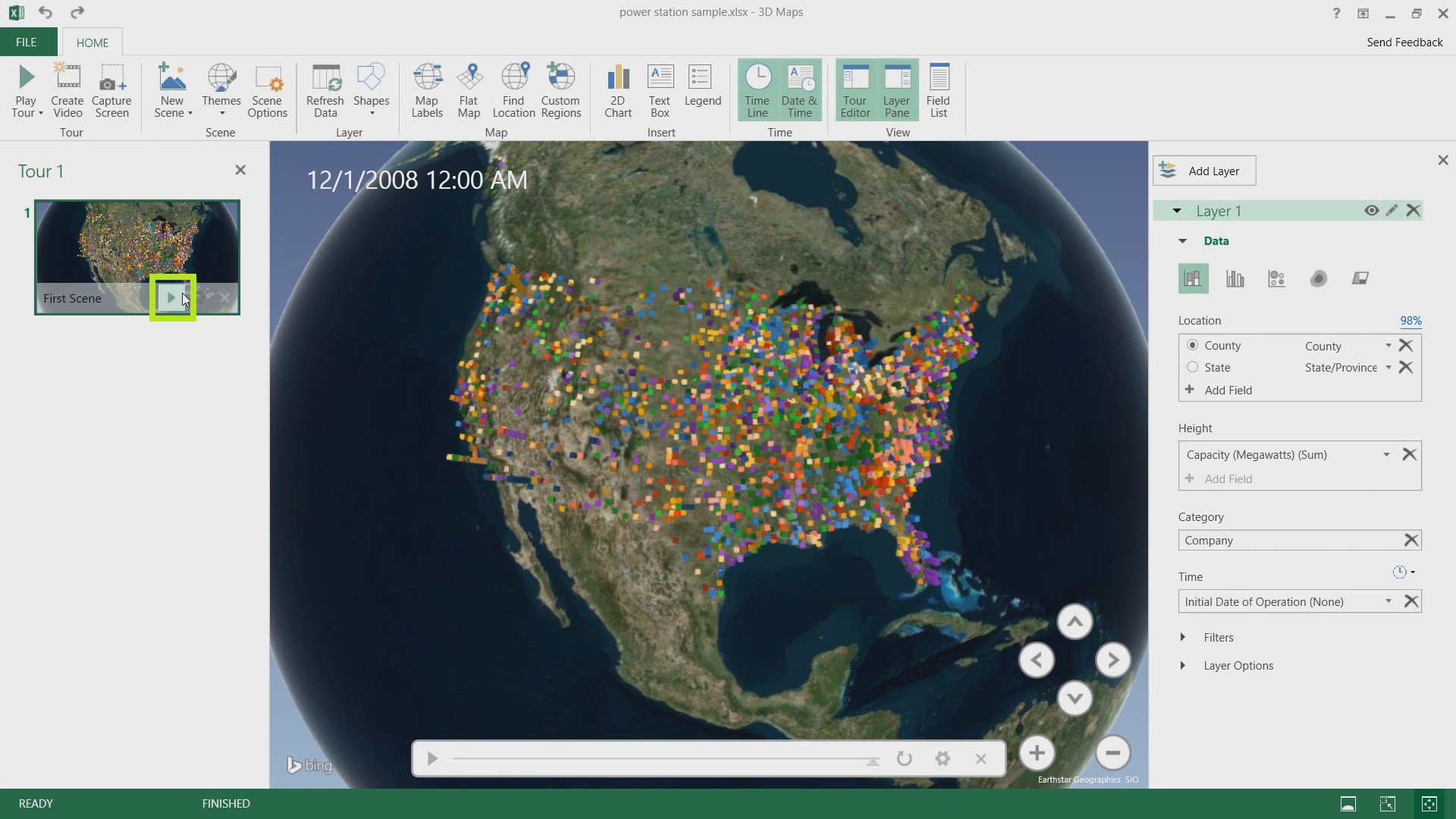 3D Maps in Excel 2016