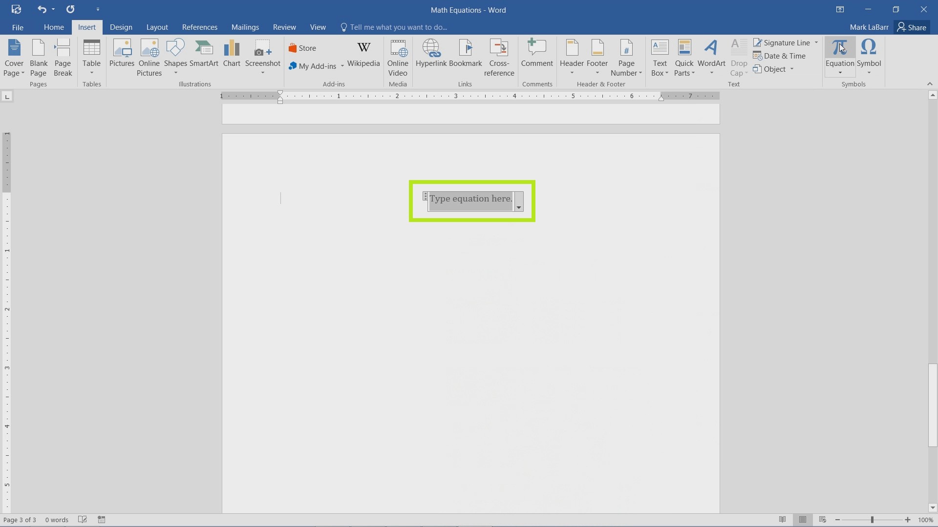 Create Equations in Word 2016