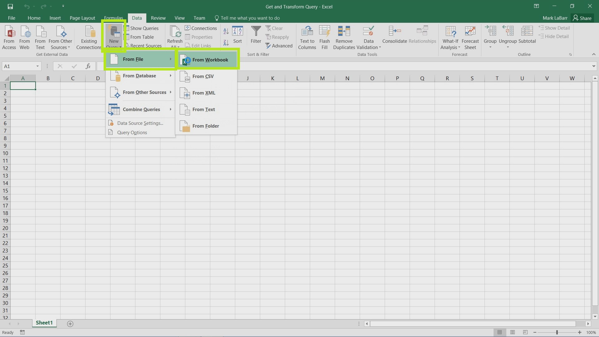 excel 2016 power query update