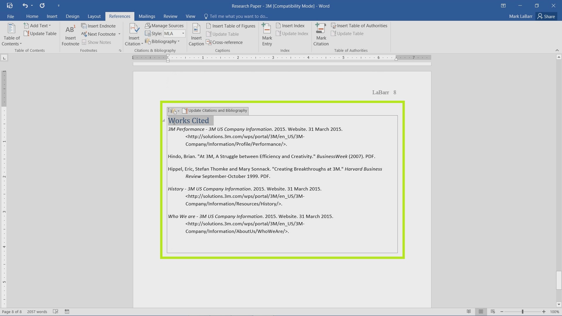 insert page after endnotes in word 2016