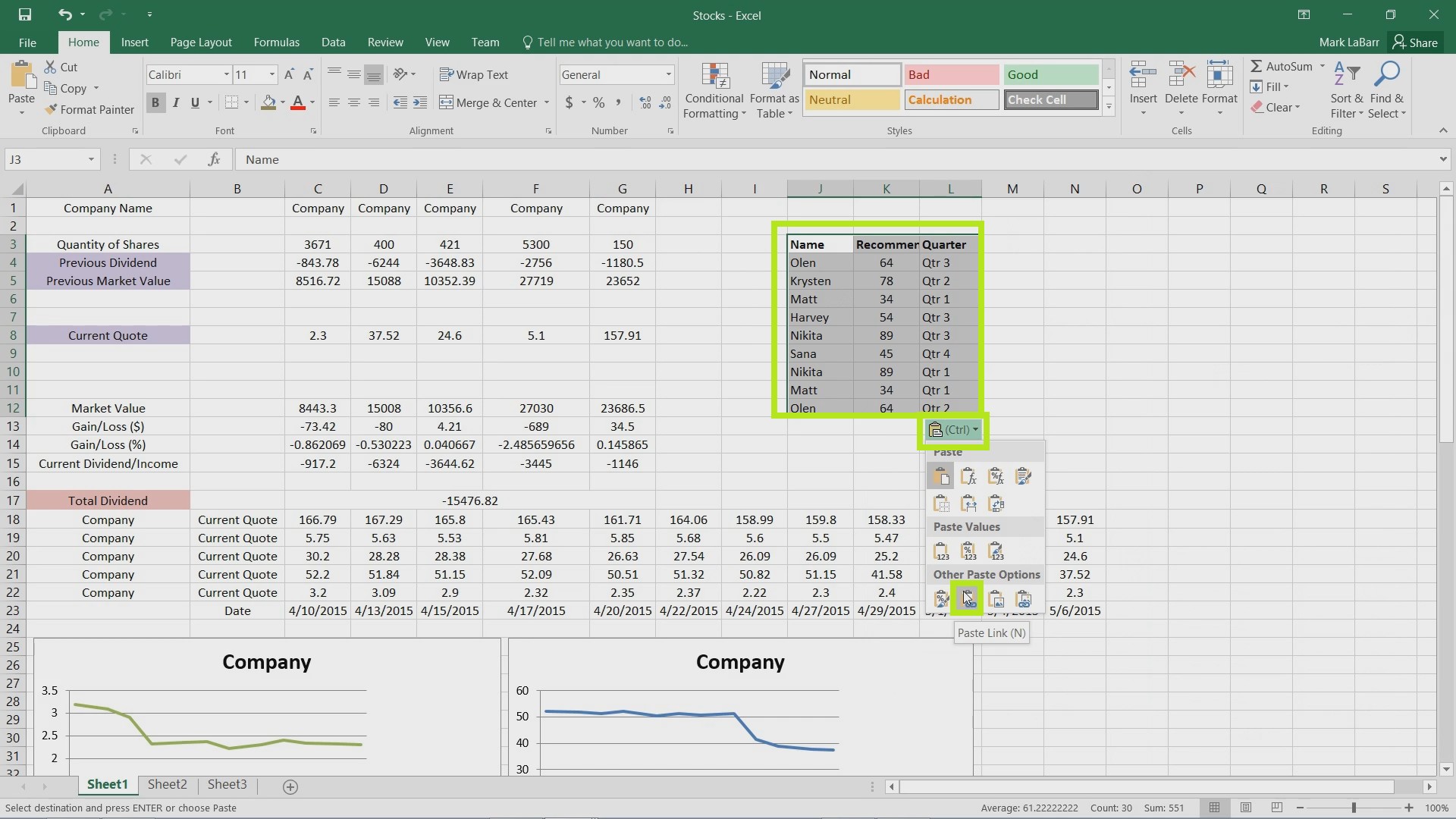 How to Link Information Between Excel 2016 Files