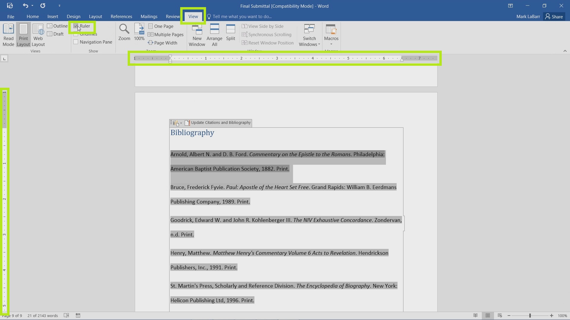 Identify and Use Tabs in Word 2016