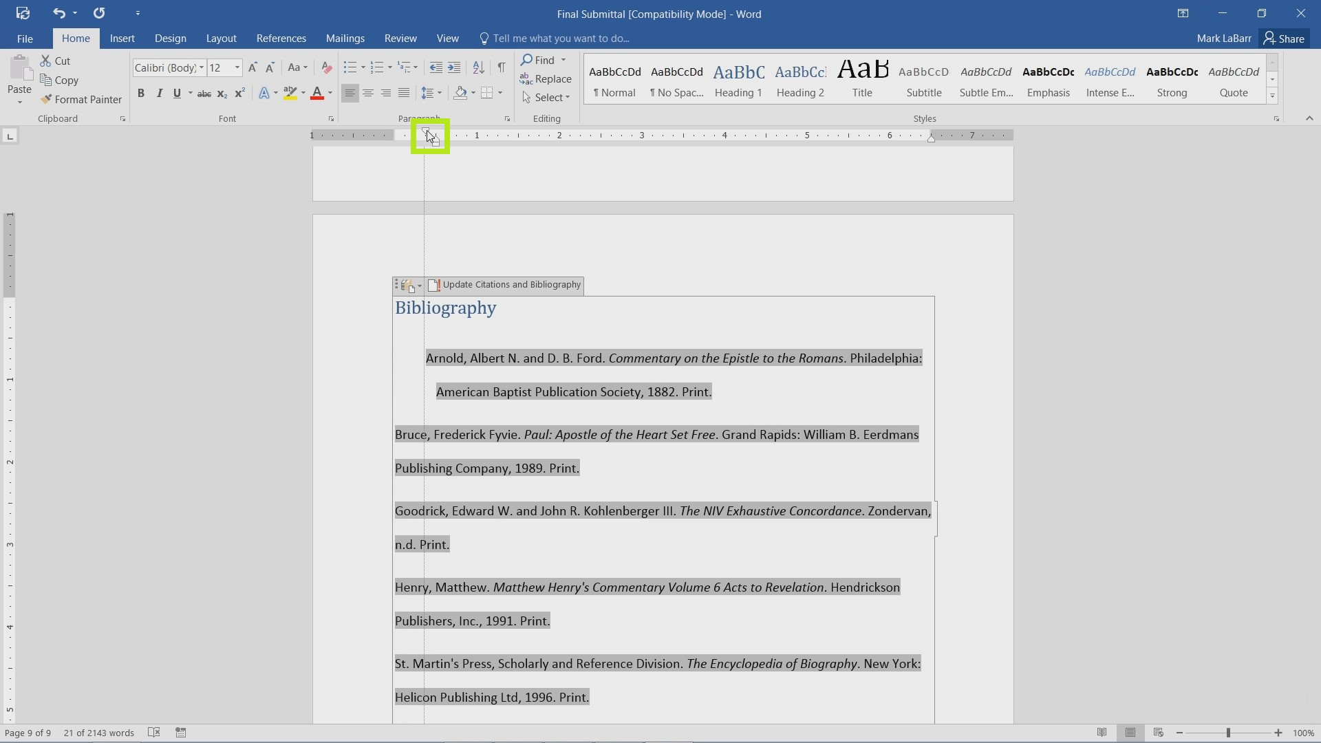 Identify and Use Tabs in Word 2016