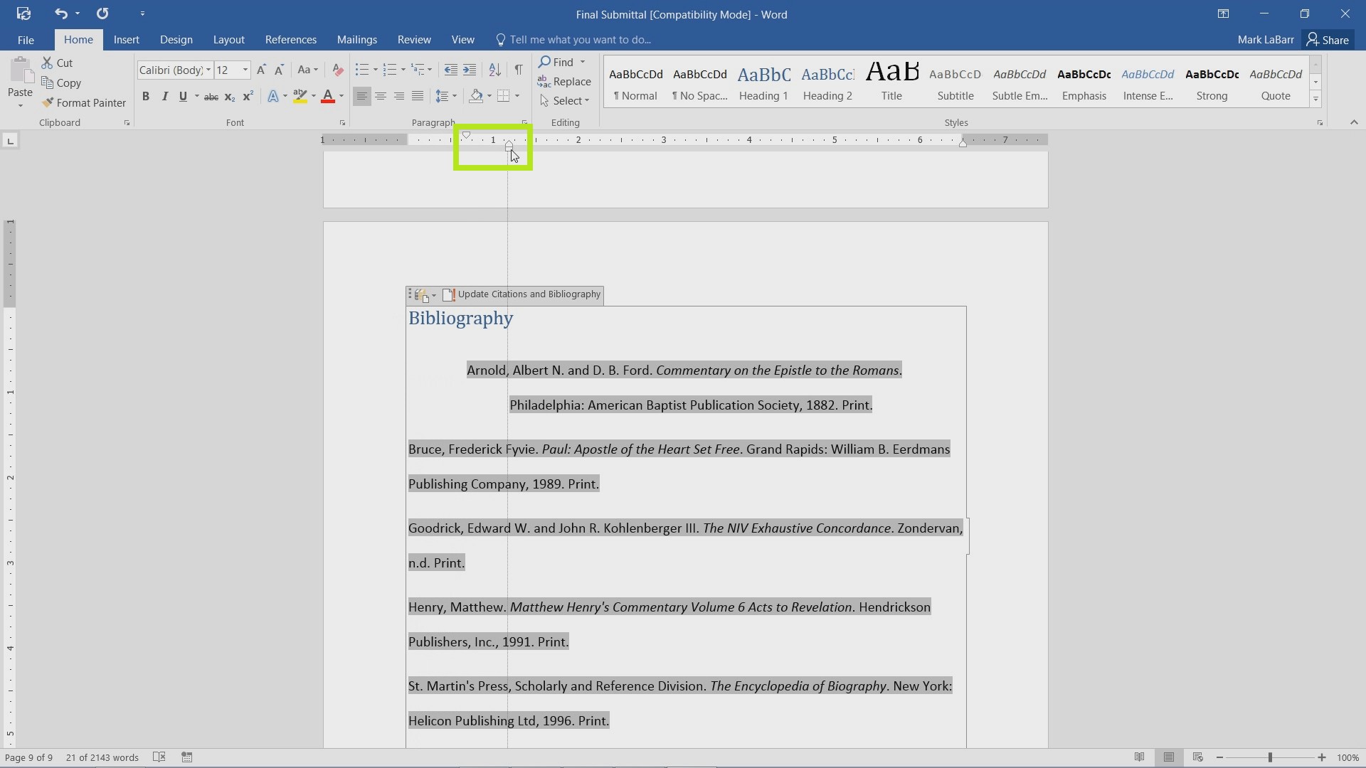 Identify and Use Tabs in Word 2016