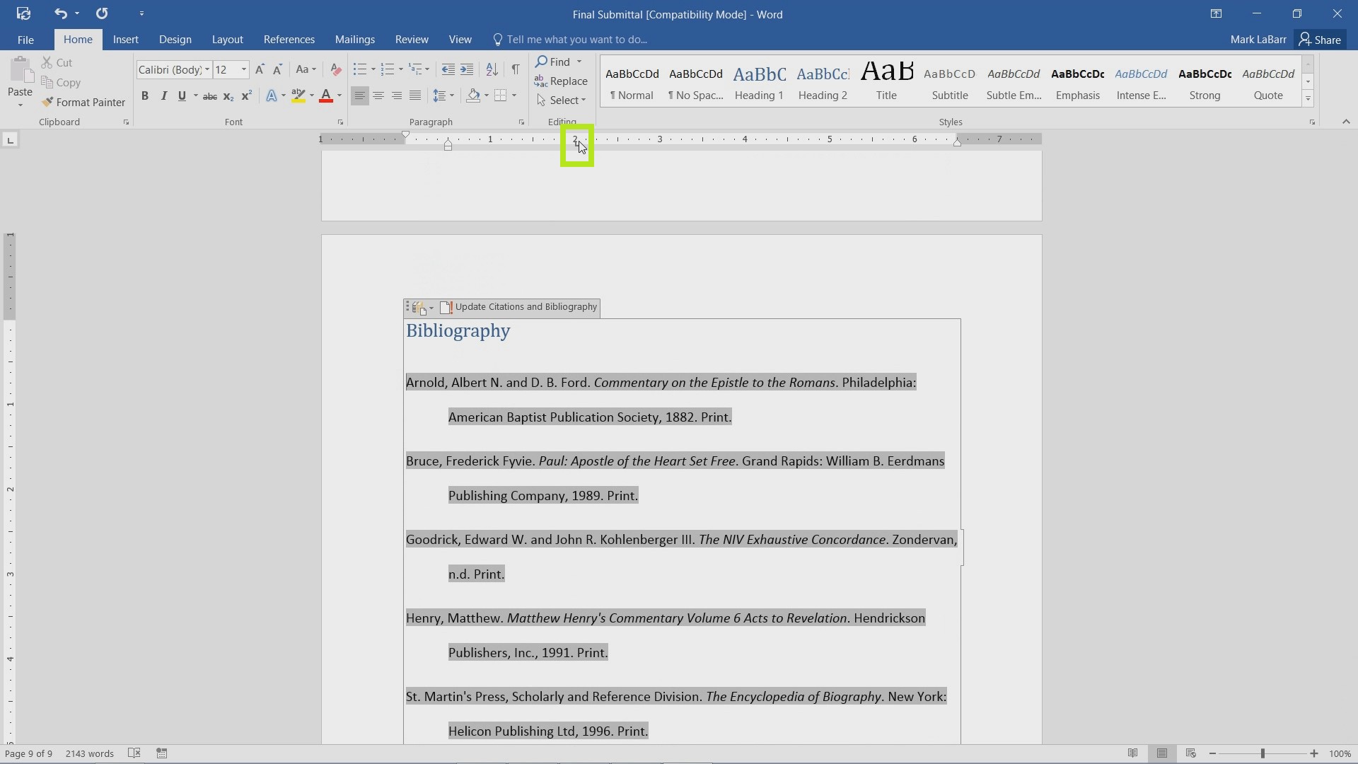 Identify and Use Tabs in Word 2016