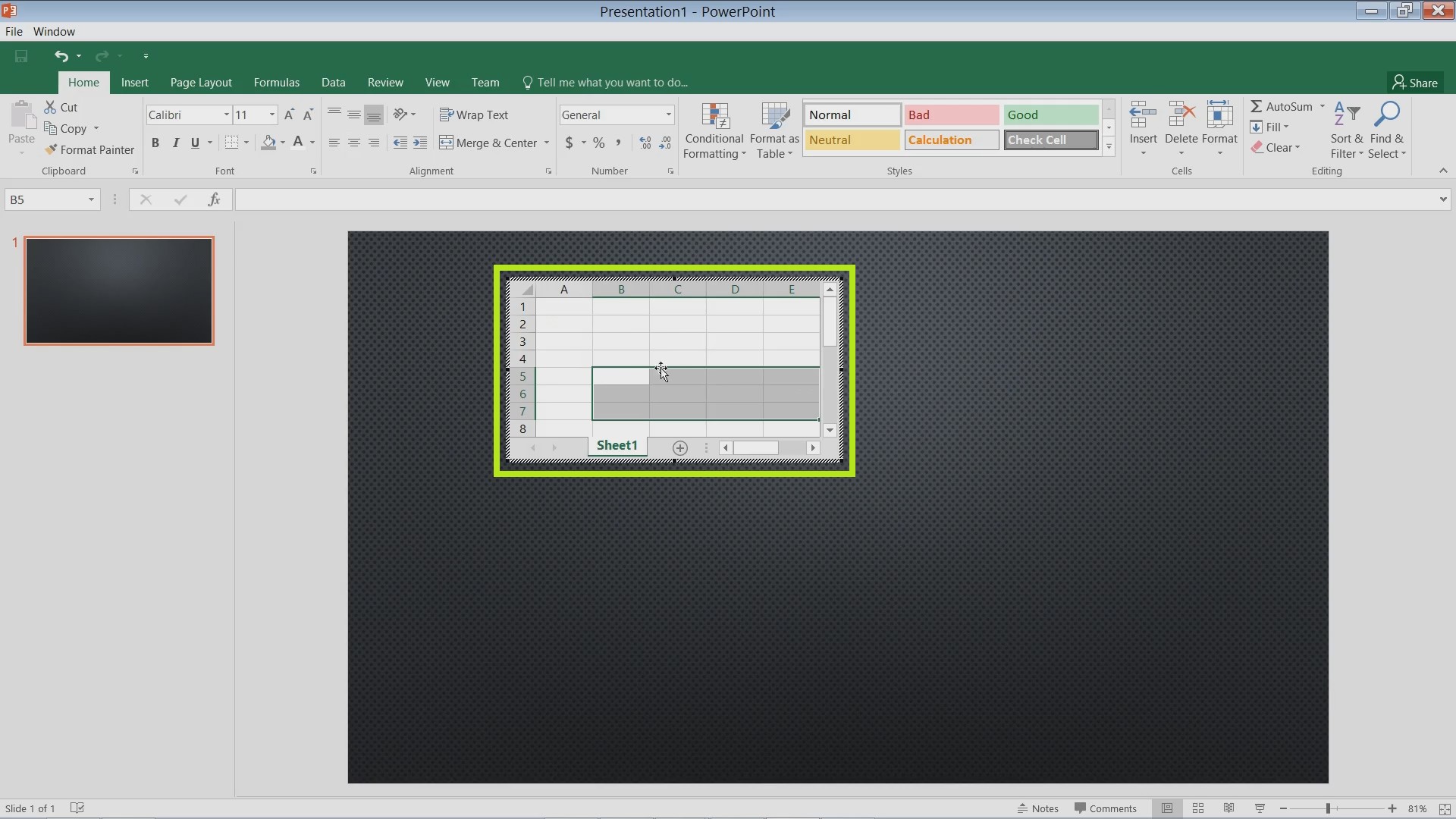 Insert Excel Charts and Spreadsheets in PowerPoint 2016