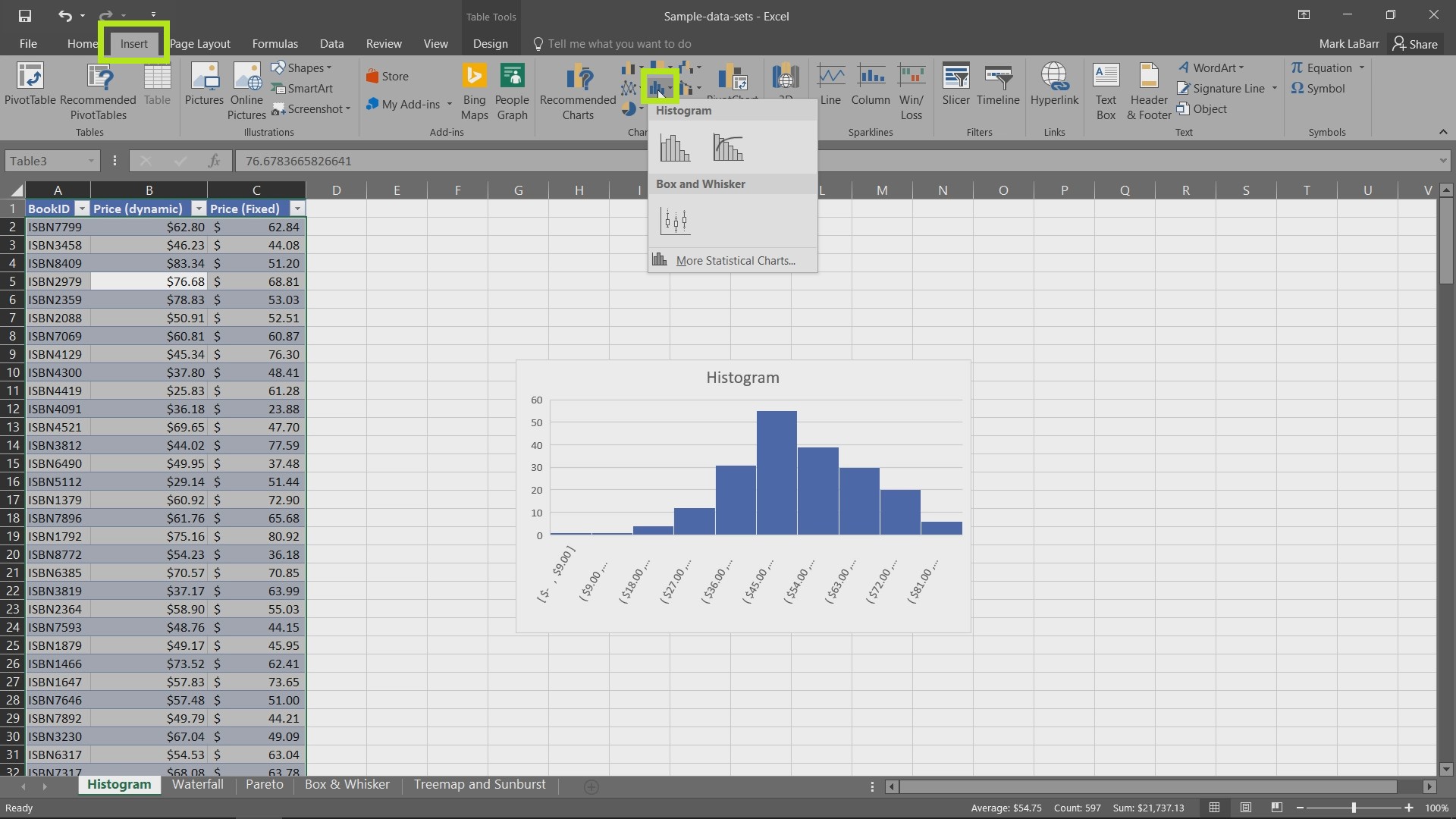 New Charts in Excel 2016