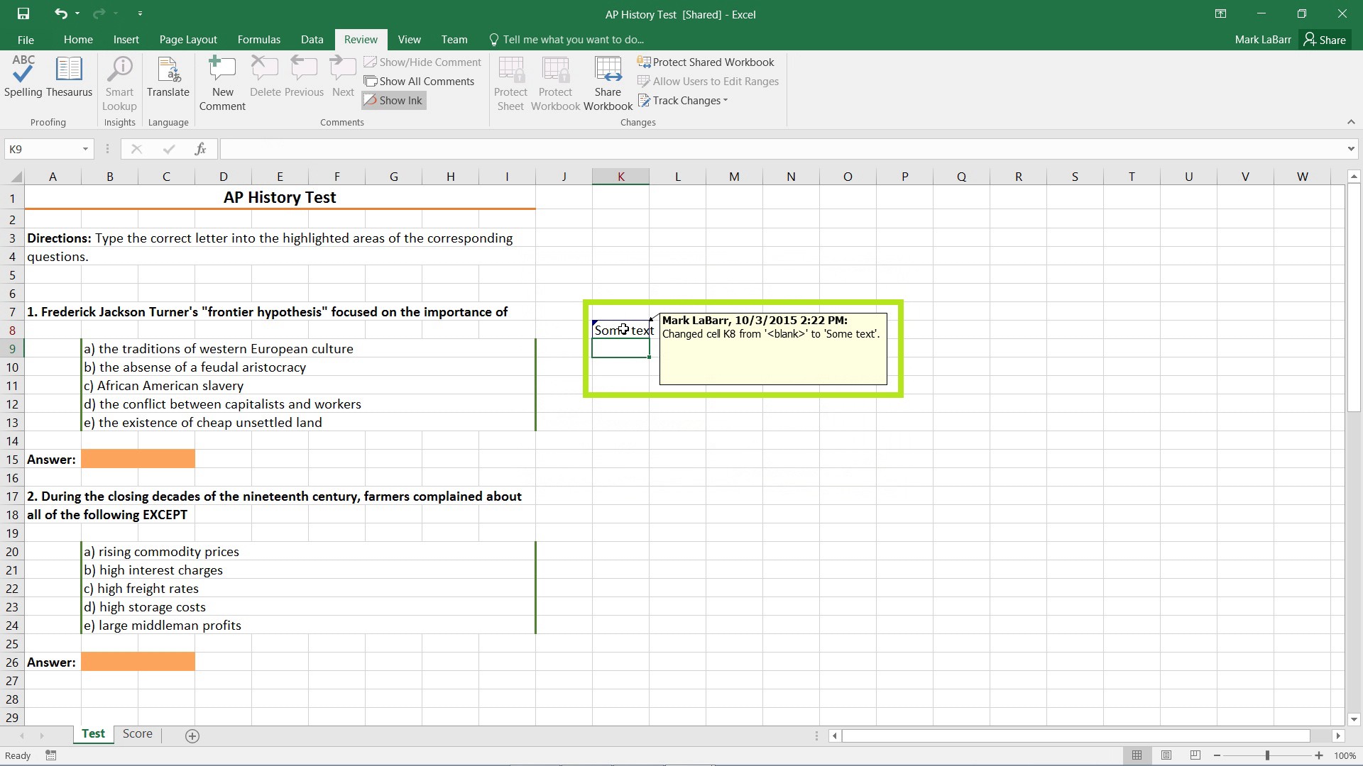 how to track changes in excel for mac