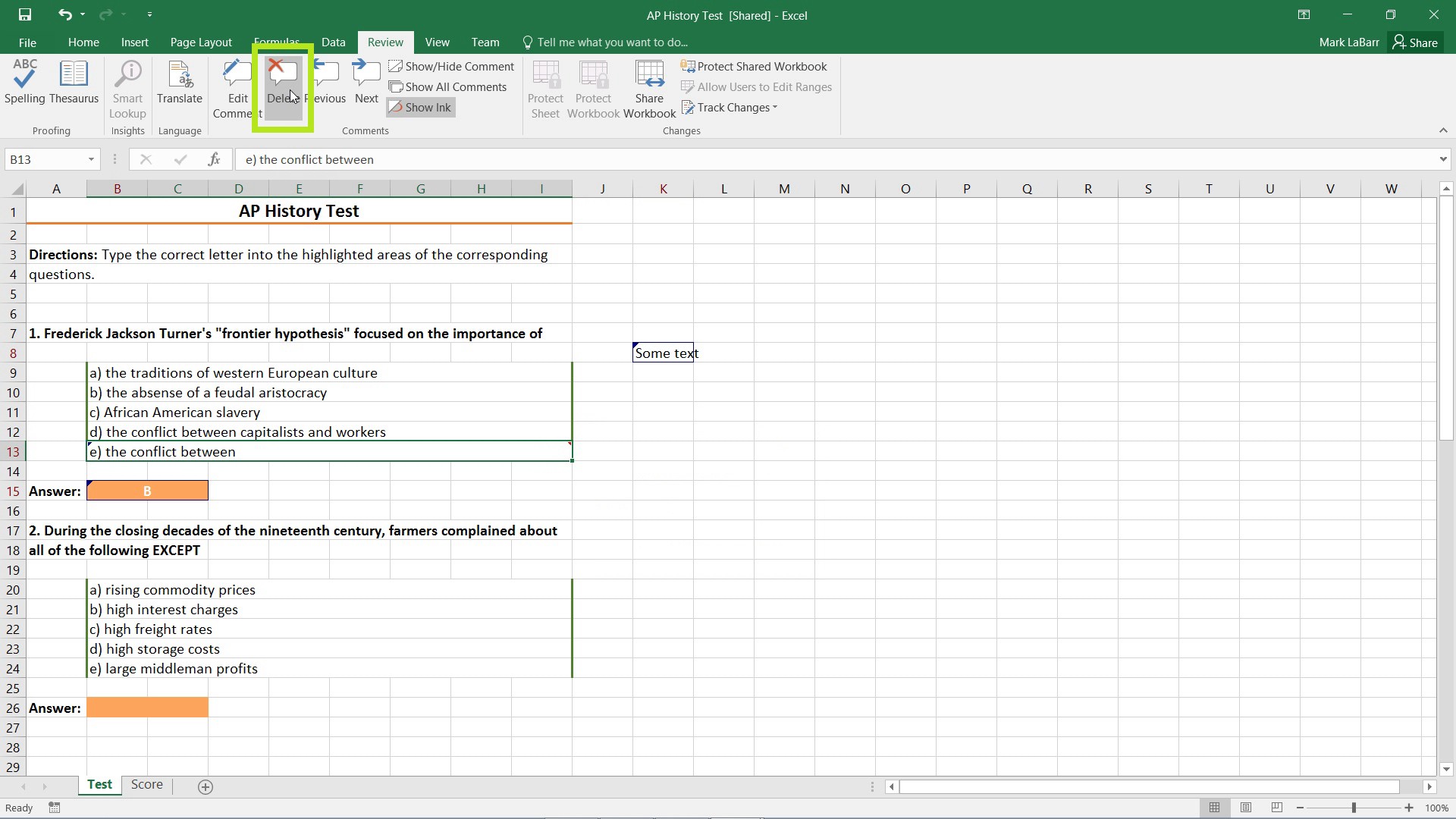 Track Changes and Add Comments in Excel 2016