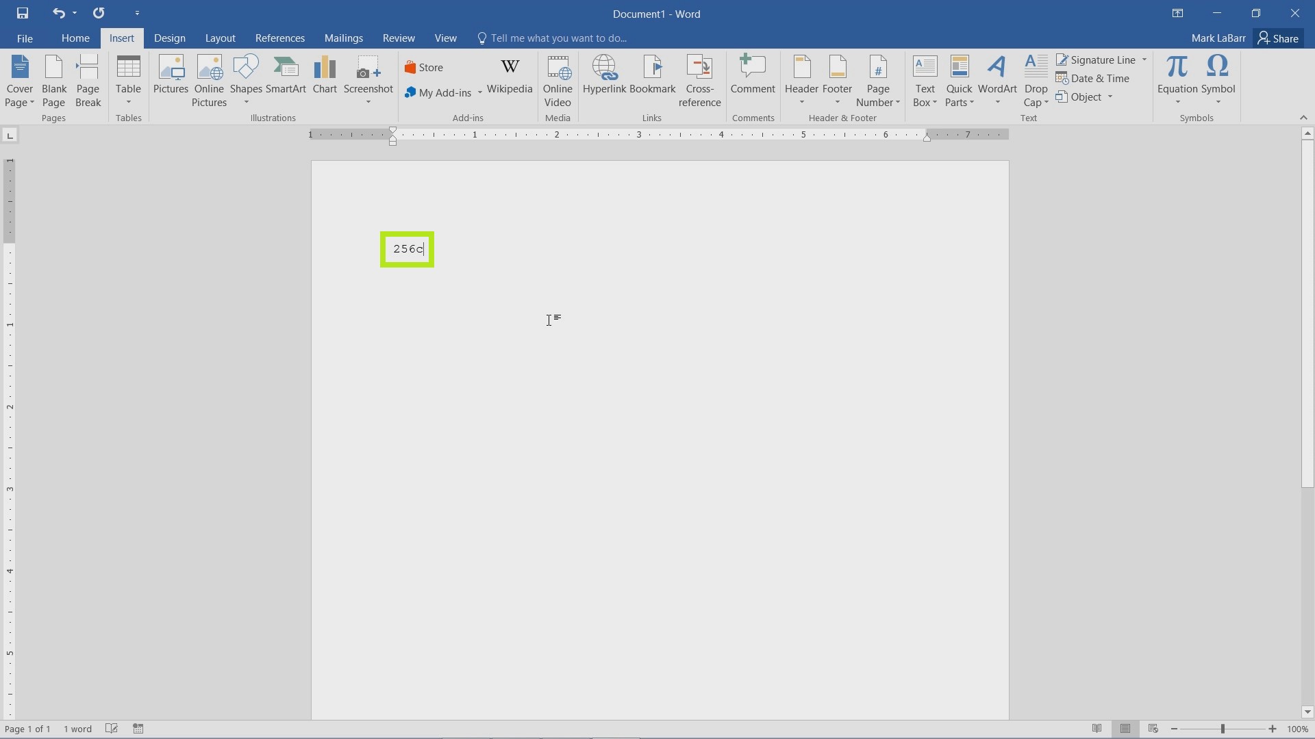 Type and Insert Symbols in Word 2016