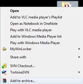 There is a string “Add to archive” in the context menu windows