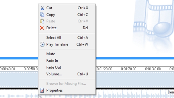 timeline context menu