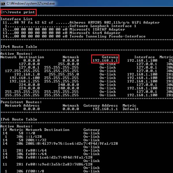 Use the Route Print command