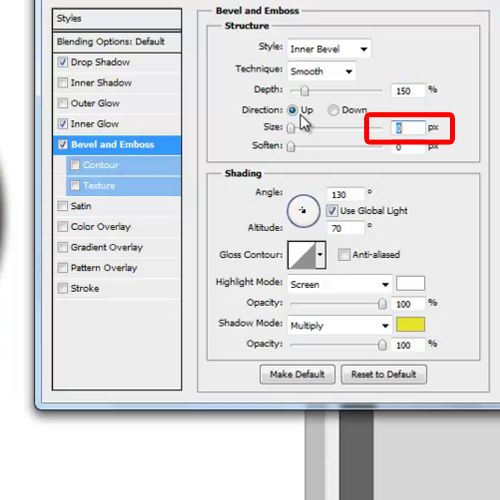 Modify the layer style options of the face layer