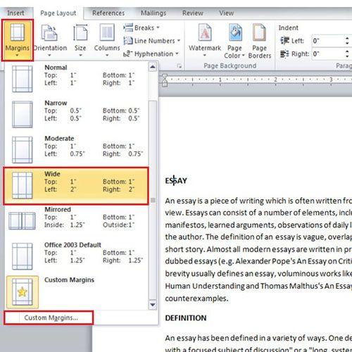 how to show up margins in word