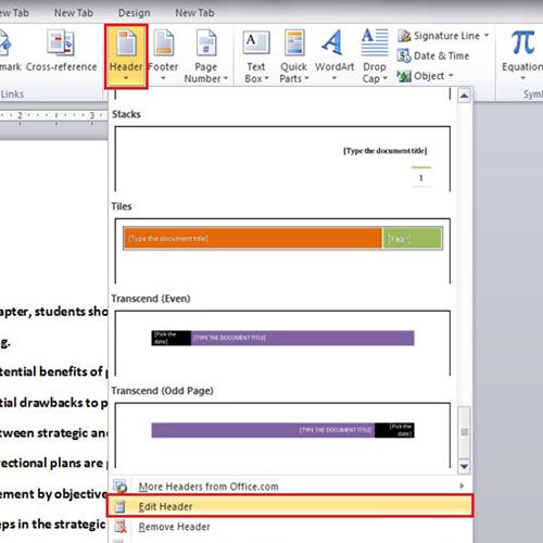 how to exit header and footer in word 2010