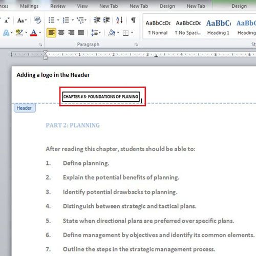 set the header pages on word for mac