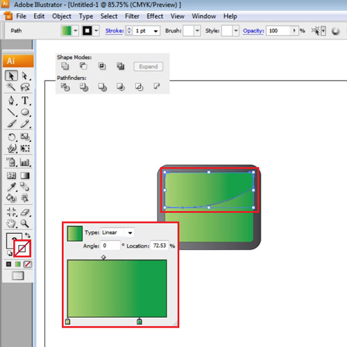 Insert gradient into the intersected shape