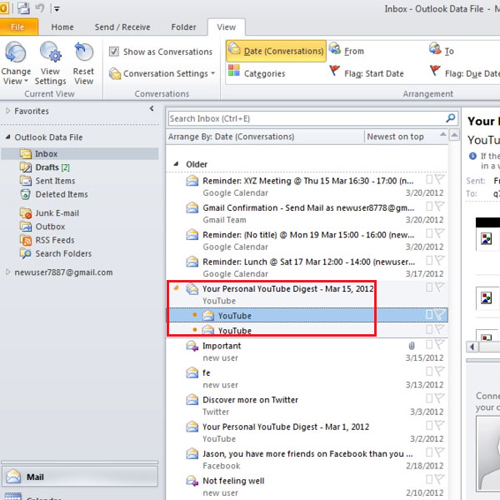 how do you delete conversation history in outlook