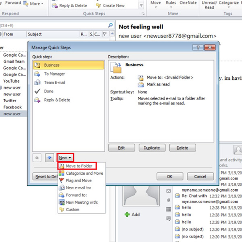 change quick print settings outlook